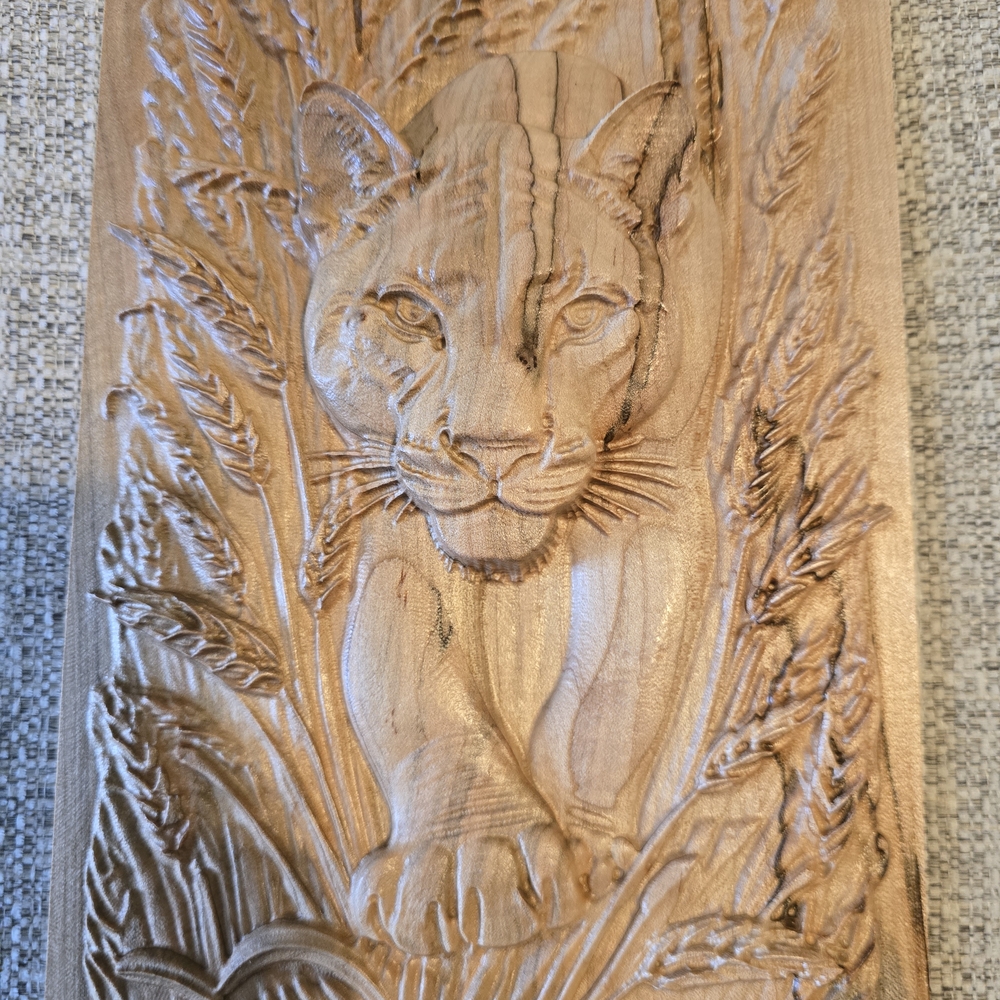 Handcrafted Wooden Cougar Wall Art